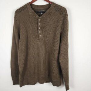 LL Bean Signature Henley Thick Chunky Knit Brown Sweater Men's‎ Size XL